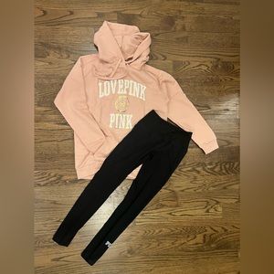 ‼️SOLD‼️ PINK campus hoodie and legging set in a gift box NWT | Size S